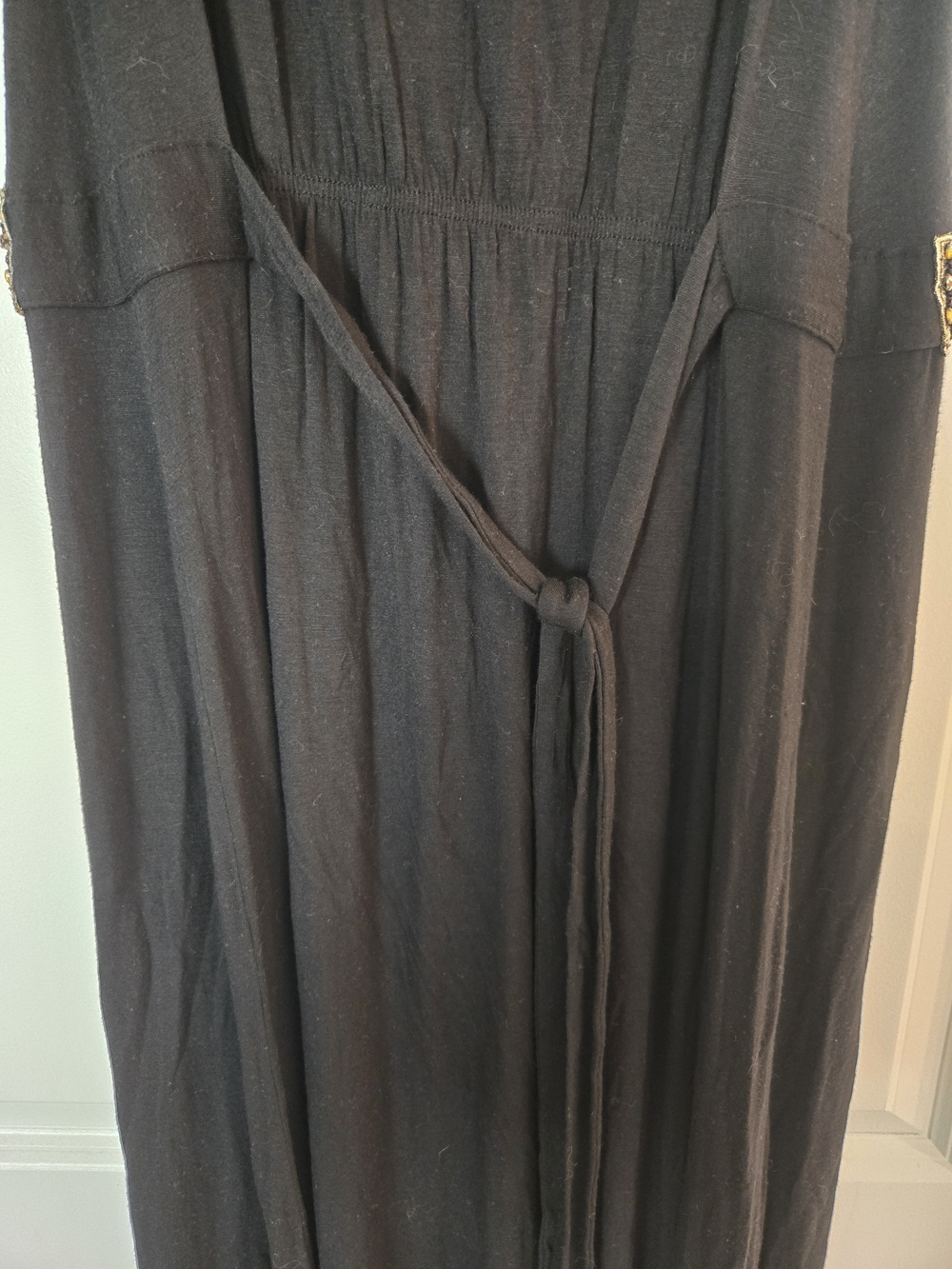Alfani Black Maxi Dress with Gold Beaded Waist - Picture 2 of 5